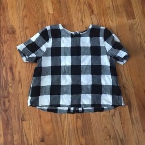 Madewell Boxy Button-Back Top in Gingham Check
